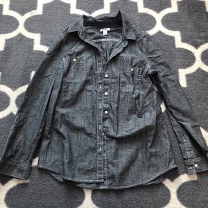 old navy size m gray button down